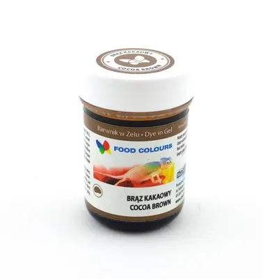 Gelová barva Food Colours v kakaově hnědém odstínu Cocoa Brown pro barvení dortových krémů a potahových hmot