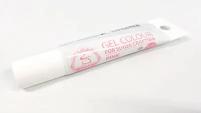 Gelová potravinářská barva v tubě Food Colours v růžovém odstínu, určená k barvení dortů, krémů a těsta