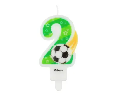 Svíčky na dort číslice 2 fotbal, 7,8 cm