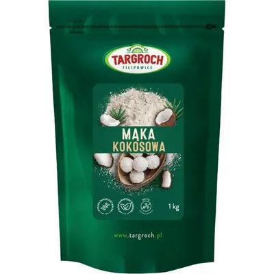 Kokosová mouka Targroch v balení 1 kg vhodná k pečení sušenek, muffinů a dortových korpusů