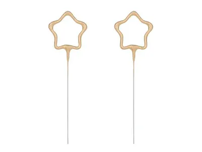 Prskavky PartyDeco ve tvaru hvězdy, balení 2 kusy, výška 16,5 cm, na zapálení k dortu nebo oslavě