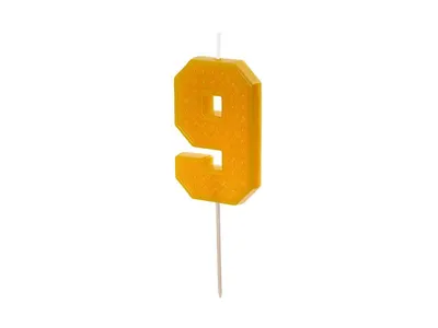 Dortová svíčka na špejli číslo 9 žlutá 6 cm