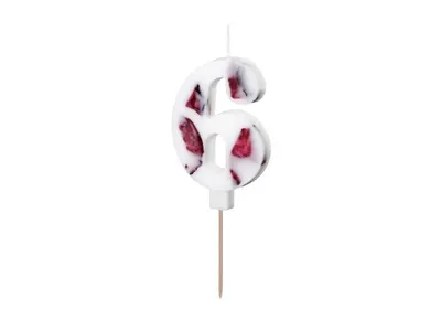 Narozeninová svíčka číslo 6 s okvětními lístky od značky PartyDeco na zdobení dortu nebo cupcaků