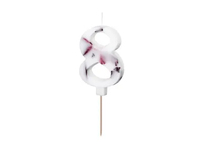 Narozeninová svíčka číslo 8 s okvětními lístky od značky PartyDeco na zdobení dortu nebo cupcaků