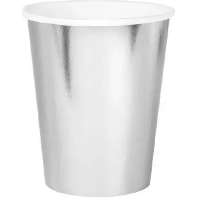 Stříbrné papírové kelímky Party Pal o objemu 220 ml, balení 6 kusů, vhodné na nápoje a dezerty na oslavy