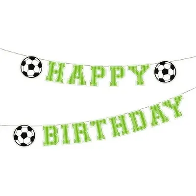 Papírová girlanda s fotbalovým motivem a nápisem Happy Birthday, délka 250 cm, značka Party Pal