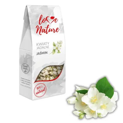 Sušená jedlá poupata jasmínu značky LOVE NATURE v balení 10 g na zdobení dortů a dezertů