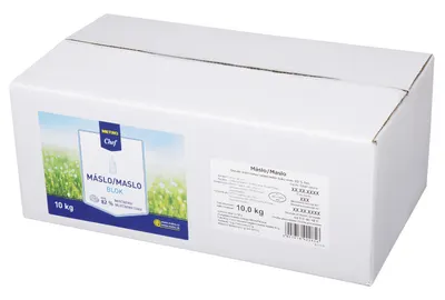 Chlazené máslo 82 % tuku v balení 10 kg vhodné na pečení a přípravu krémů