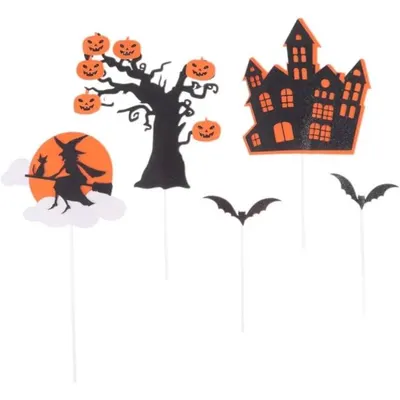 Zápich do dortu ve tvaru strašidelného domu pro halloweenskou dekoraci dortů a cupcakes