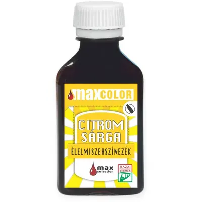 Tekutá potravinářská barva MaxColor v zářivě žluté barvě v lahvičce o objemu 30 ml k barvení dortů a dezertů