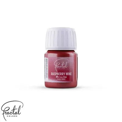 Tekutá metalická barva Fractal v odstínu Raspberry Wine v lahvičce 30 ml pro perleťový lesk na dorty a cukrářské výrobky