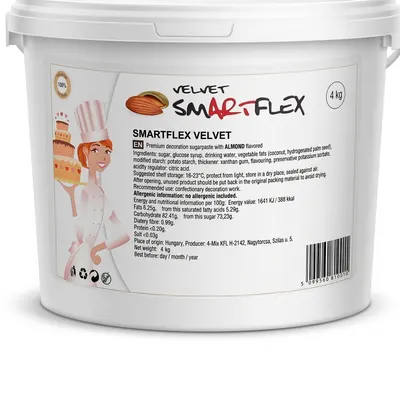 Bílá potahovací dortová hmota SMARTFLEX s mandlovou příchutí, 4 kg, pro potahování a modelování dortů