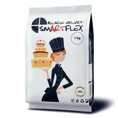 Černá potahovací dortová hmota SMARTFLEX s vanilkovou příchutí od značky 4-Mix, 1 kg na potahování dortů