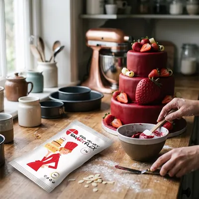 Potahovací dortová hmota SMARTFLEX v červené barvě s vanilkovou příchutí, 1 kg, pro potahování a modelování dortů