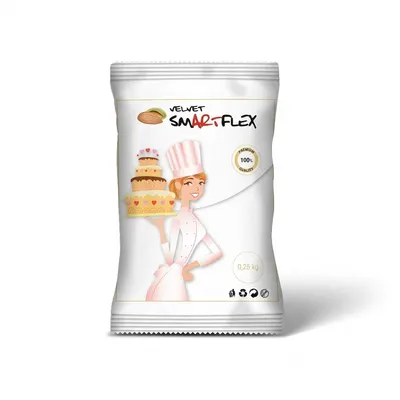 Potahovací dortová hmota SMARTFLEX v bílé barvě s mandlovou příchutí, 250 g, vhodná na potahování a modelování dortů