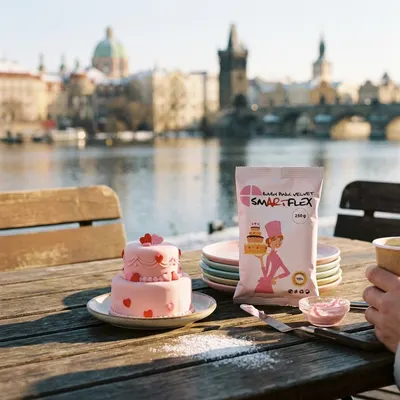 Růžová potahovací dortová hmota Smartflex s vanilkovou vůní o hmotnosti 250 g pro hladké potahování dortů