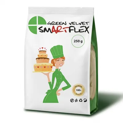 Zelená potahovací dortová hmota SMARTFLEX s vanilkovou příchutí, 250 g, pro potahování dortů a modelování figurek