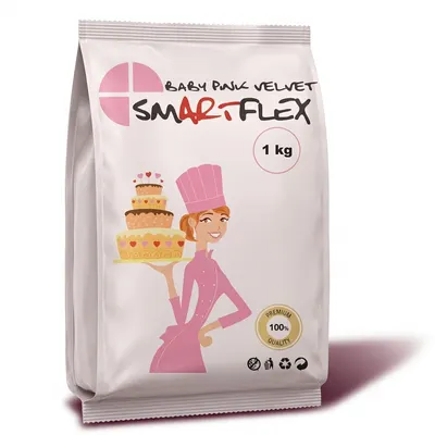 Potahovací dortová hmota SMARTFLEX v růžové barvě s vanilkovou příchutí, 1 kg, na potažení a modelování dortů