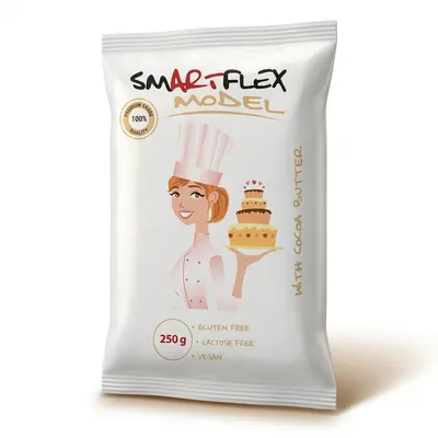 Modelovací tuková hmota SMARTFLEX Model bílé barvy od značky 4-Mix v balení 250 g k modelování figurek na dorty