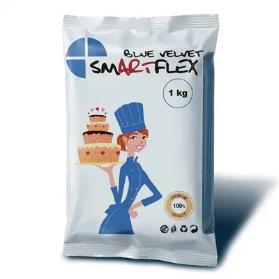 Modrá potahovací hmota SMARTFLEX s vanilkovou příchutí na potahování a modelování dortů od značky 4-Mix