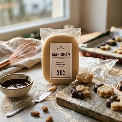 Nebělený marcipán SweetArt s 30% mandlí v přírodním odstínu, 1 kg, vhodný na potahování a modelování dortů