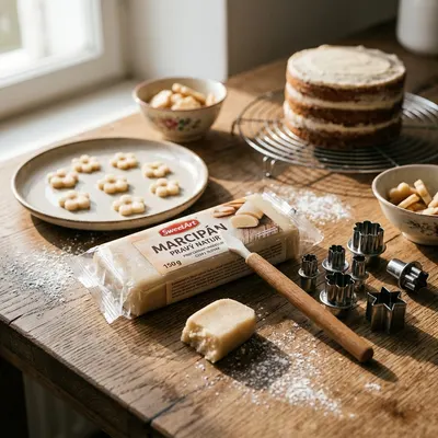 Marcipán SweetArt s 50% podílem mandlí v přírodním odstínu, vhodný na potahování a modelování dortových ozdob