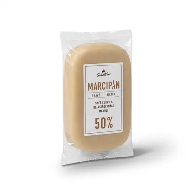 Marcipán SweetArt s 50% podílem mandlí v přírodním odstínu, vhodný na potahování a modelování dortových ozdob