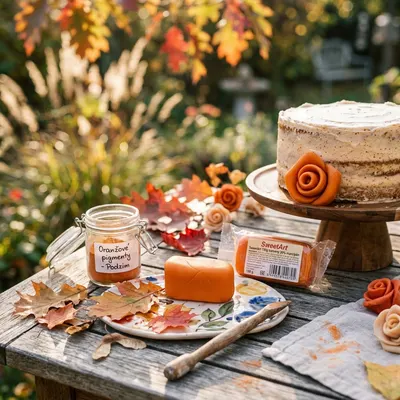Oranžový barvený marcipán SweetArt s 30% mandlí na potahování a modelování dortů, balení 150 g