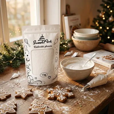 Královská glazura FunCakes v balení 1 kg, cukrová poleva pro precizní zdobení perníčků, sušenek a dortů