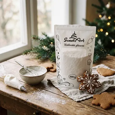 Královská glazura FunCakes v bílé barvě, cukrová poleva na zdobení dortů a cukroví, balení 500 g