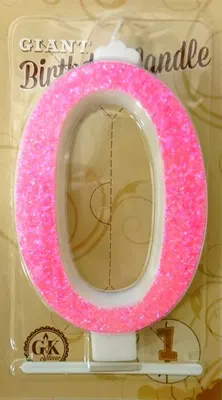 Růžová dortová svíčka číslo 0 o výšce 13 cm pro narozeninové dorty a dezerty