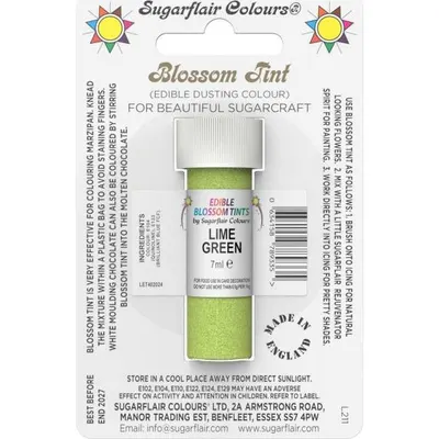 Jedlá prachová barva v odstínu lime green od značky Sugarflair v balení 7 ml pro dekorování dortů a cukrářských výrobků