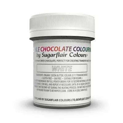 Bílé kakaové máslo Sugarflair pro barvení čokolády a zdobení dortů, balení 35 g