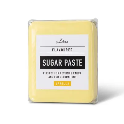 Fondán na dort SweetArt v pastelově žluté barvě s vanilkovou příchutí, 250 g, vhodný k potahování a modelování dortů