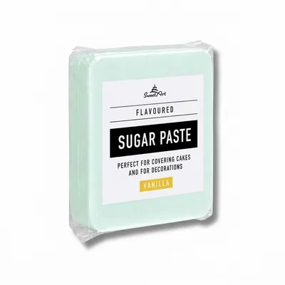 Modrý fondán SweetArt s vanilkovou příchutí, 250 g, určený k potahování a dekorování dortů