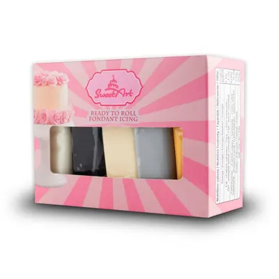 Fondánová hmota SweetArt v sadě 500 g ve stříbrné a zlaté barvě na potahování a modelování dortů