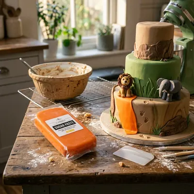 Oranžová potahovací hmota SweetArt na dort s vanilkovou příchutí, balení 1 kg