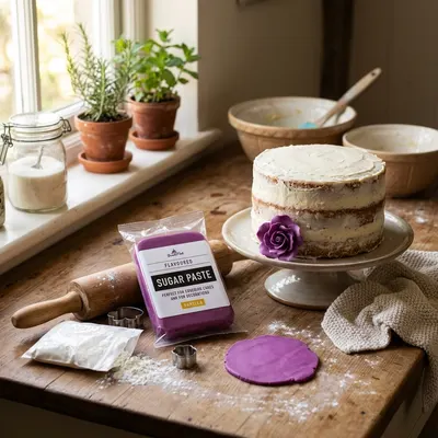 Fialový vanilkový fondán SweetArt Violet na potahování dortů, balení 250 g