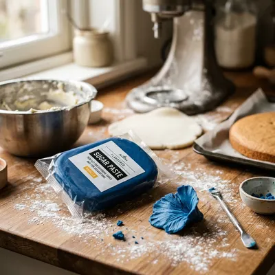 Modrý potahovací fondán SweetArt s vanilkovou vůní na potahování a zdobení dortů