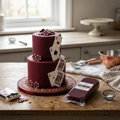 Potahovací fondán SweetArt v burgundském vínovém odstínu pro potahování dortů a modelování cukrových dekorací