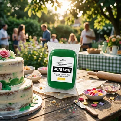 Zelený fondán na dort SweetArt s vanilkovou příchutí, 250 g, vhodný k potahování a modelování dortů