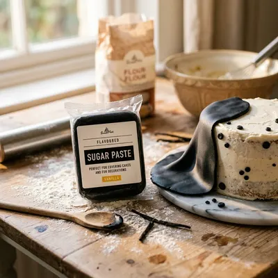 Černý vanilkový fondán na dort značky SweetArt v balení 250 g