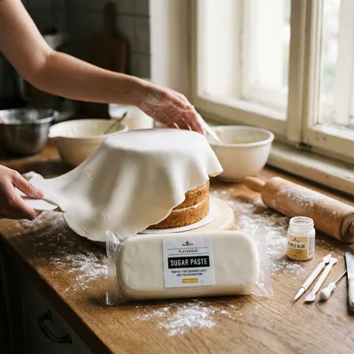 Bílý potahovací fondán SweetArt s vanilkovou příchutí na potahování dortů, balení 1 kg