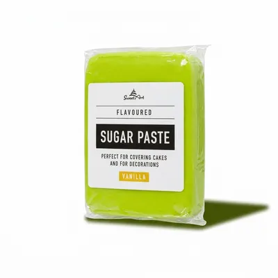 Potahovací dortová hmota SweetArt v neonově zelené barvě s vanilkovou příchutí, 250 g, určená k potahování a modelování dortů