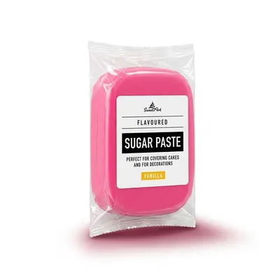Neonově růžová potahovací dortová hmota SweetArt od značky 4-Mix s vanilkovou příchutí, 250 g, na potahování dortů a zdobení