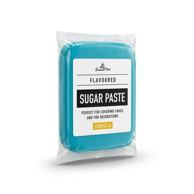 Modrý neonový fondán SweetArt s vanilkovou příchutí na potahování a zdobení dortů, balení 250 g