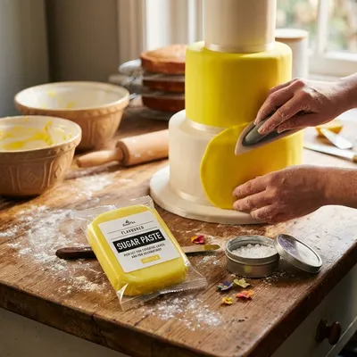 Neonově žlutý vanilkový fondán SweetArt na potahování dortů, balení 250 g