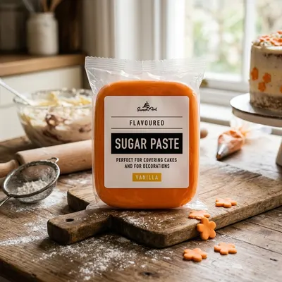 Oranžový neonový fondán na dort SweetArt s vanilkovou příchutí, balení 250 g