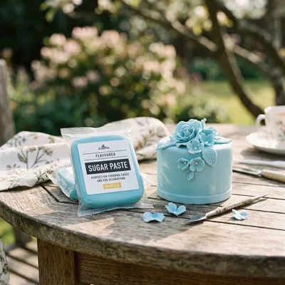 Modrý fondán na dort SweetArt Sky Blue s vanilkovou příchutí v balení 250 g k potahování a modelování dortů