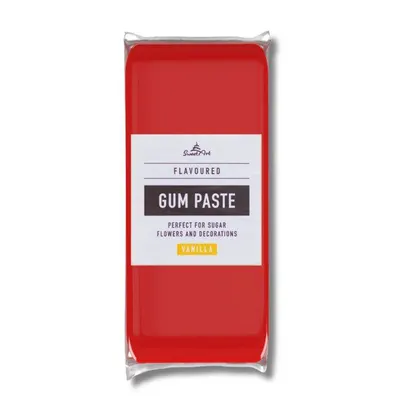 Gum pasta SweetArt vanilková, červená hmota na modelování cukrových květin a ozdob, 1 kg